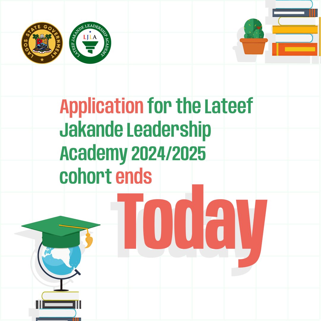 Applications close TODAY at 11:59pm‼️‼️ Don't miss out on the opportunity to join the Lateef Jakande Leadership Academy 2024/2025 cohort. Time is of the essence, so don't delay – secure your spot before it's too late! Submit your application now‼️‼️ Visit