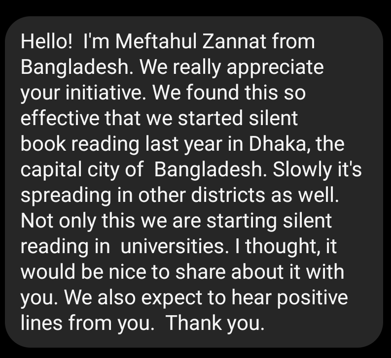 cubbonreads's tweet photo. We received a heartwarming message all the way from Bangladesh.

When we asked where could we find the Instagram handle of Bangladesh Reads, we were told that most of Bangladesh is active on Facebook, not Insta, and the community is thriving there, spreading beyond just Dhaka. 🤩 https://t.co/TBZ2ba92Rn