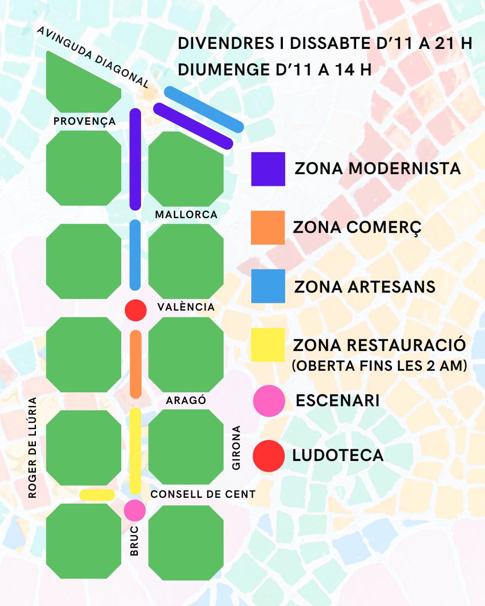 📍Una setmana per la #firamodernistabcn2024 ! A partir del divendres que ve ens podràs trobar en aquests carrers👀 #coreixample #comerçdeproximitat #modernisme #eixampledreta #bcn