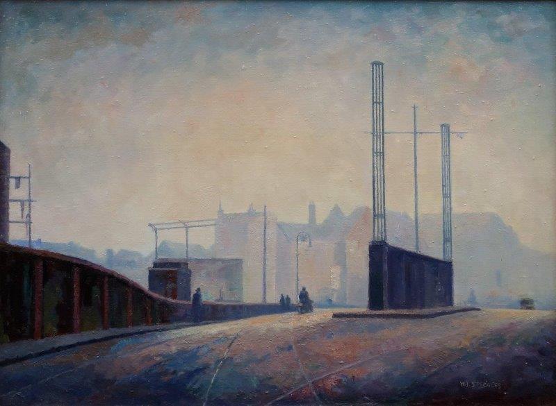 I thought I'd start today with one of the more iconic ELG images. This is 'Bow Bridge' by Walter Steggles which actually dates from his post-war work but, I suspect that he based it on sketches that he produced in the early 1930s. #WalterSteggles #FridayMorning #EastLondonGroup