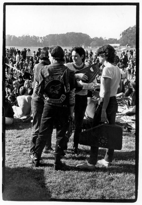 Hell’s Angels hanging with hippies.