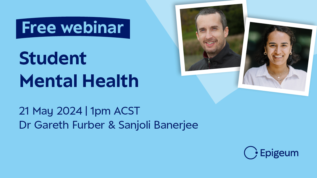 Empower students to thrive mentally and emotionally! Don't miss our webinar on May 21st at 1pm ACST featuring speakers Dr. Gareth Furber and Sanjoli Banerjee. Register now and spread the word! ow.ly/sP7Y50RBTzL #StudentEmpowerment #MentalHealthSupport