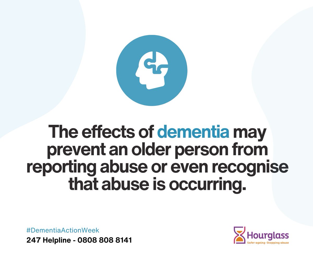 This week, we've been supporting #DementiaActionWeek Dementia can make it tough for older victim-survivors to report or even recognize abuse. If you or someone you know needs help, call our 24/7 helpline at 0808 808 8141.