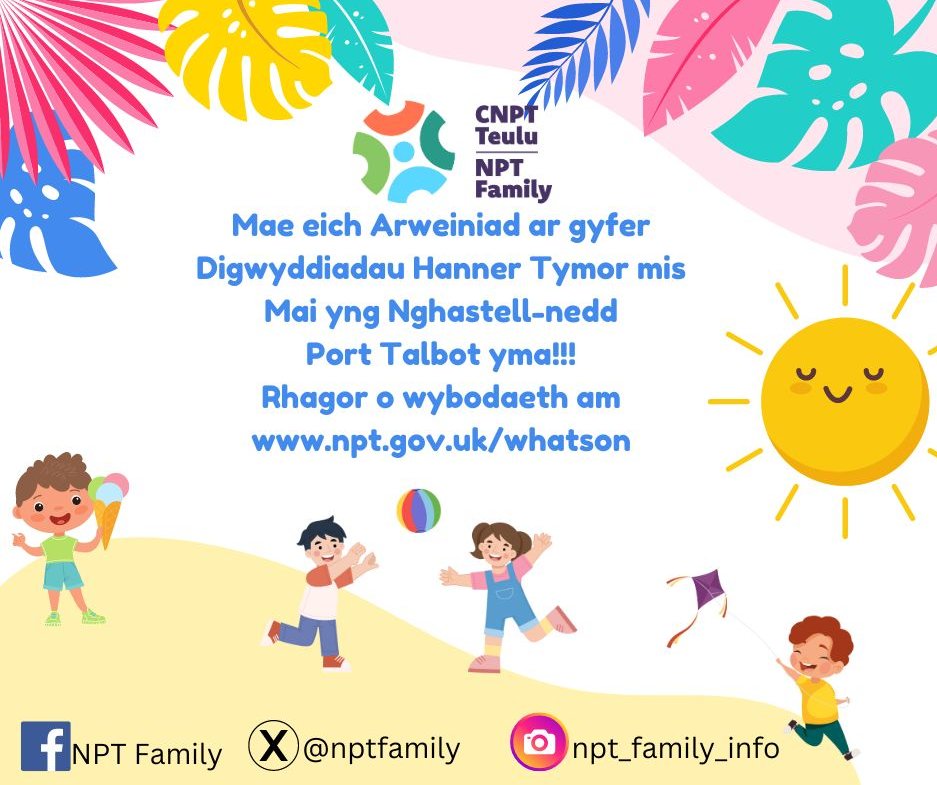 ✨Check out what's on over the school holidays in NPT npt.gov.uk/whatson 🌞⚽🌈⛱️ ✨Edrychwch ar beth sydd ymlaen dros wyliau'r ysgol yn CNPT npt.gov.uk/whatson 🌞⚽🌈⛱️