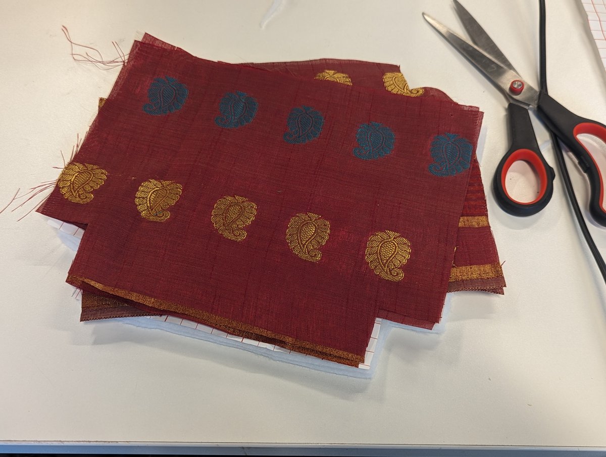 Our Saree Upcycle project is going strong at Pembury Centre in Hackney. Our participants, all Kundakala graduates, are taking their skills up one level and have started making high quality products. Here is work in progress on some make up pouches. Next up, laptop bags!