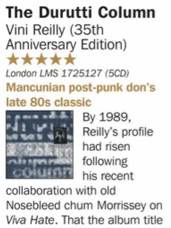 ⭐️⭐️⭐️⭐️⭐️ for Vini Reilly in the latest edition of Record Collector magazine. Order your copy of the album here: thedurutticolumn.lnk.to/vinireilly