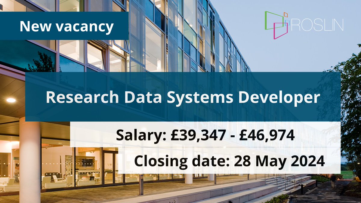 JOB: We are looking for a Research Data Systems Developer to contribute to the ongoing success of multiple research projects through the development and maintenance of sample and subject tracking data systems. £39,347 - £46,974 More info: edin.ac/3ezSgos. Apply by 28 May