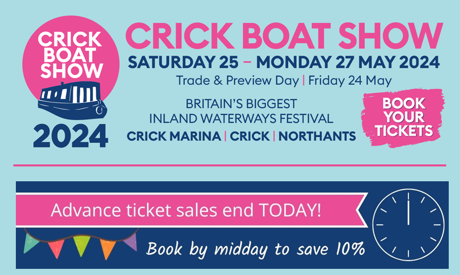 Advance ticket sales for @CrickShow end at midday today. Saves 10% off the on-the-gate prices. Don't forget that tickets for Trade & Preview Day on Friday 24 May are only available in advance so don't delay, buy now! ow.ly/LhJQ50RJrs7