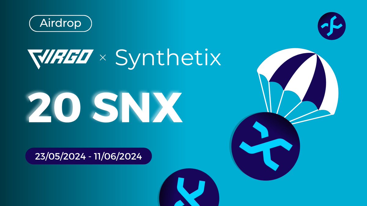 🪂 New Airdrop x @synthetix_io 🪂

🎁 20 $SNX to win on #VirgoWallet

✅ RT + Follow @virgo_coin

✅ Install the wallet and go to the airdrop section 👇

🔗 virgo.net/download/

#Airdrop #Crypto #GiveawayAlert #SNX #Synthetix