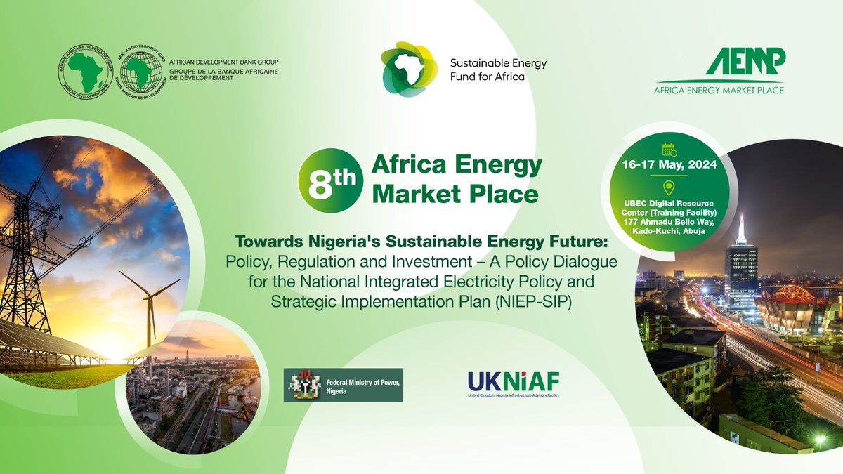 TODAY: 8th Africa Energy Marketplace - DAY 2

WATCH LIVE at 9:15AM GMT+1: bit.ly/3UMlmlM for dialogue on solutions to the persistent challenges facing Nigeria’s power sector.

#AEMPNigeria #AEMP8 #AEMPNigeria #PowerAfrica