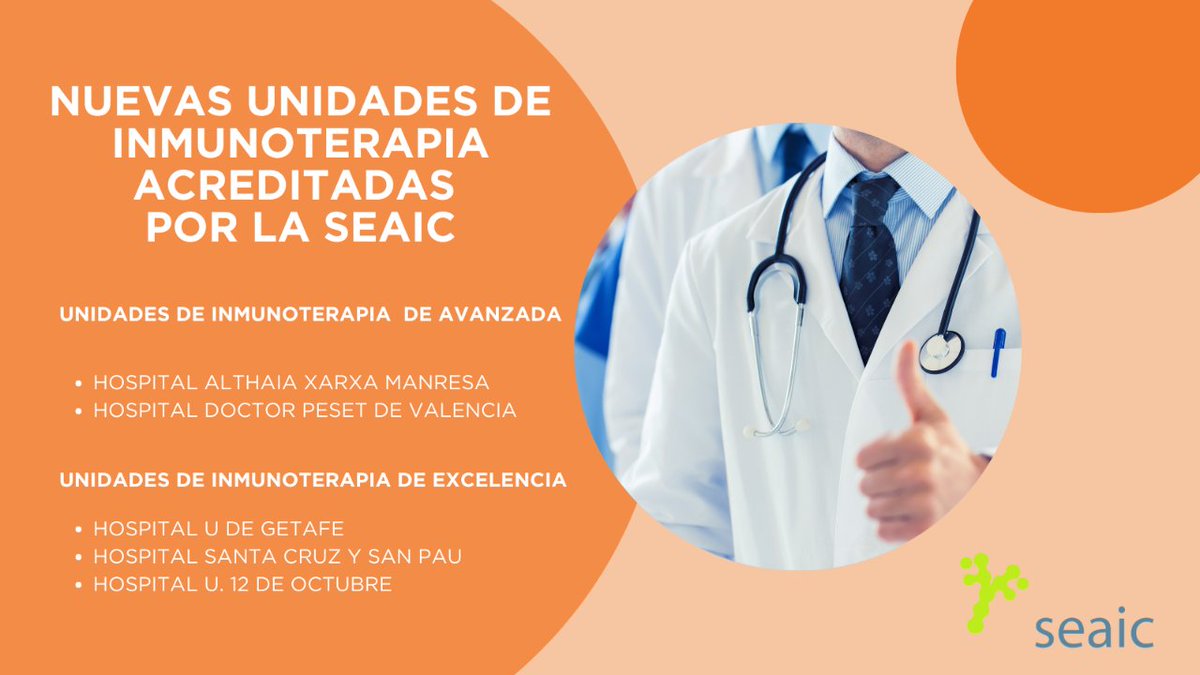 🥇 Nos complace anunciar las nuevas Unidades de Inmunoterapia acreditadas por la
<a href="/SEAIC_Alergia/">SEAIC</a>.

¡Enhorabuena!👏 <a href="/GVADrPeset/">DS Doctor Peset</a> <a href="/HospitalSantPau/">Sant Pau - Campus Salut Barcelona</a> <a href="/althaiamanresa/">Fundació Althaia</a> 

Encuentra más información 👉🏻🔗 pmsl.es/qu