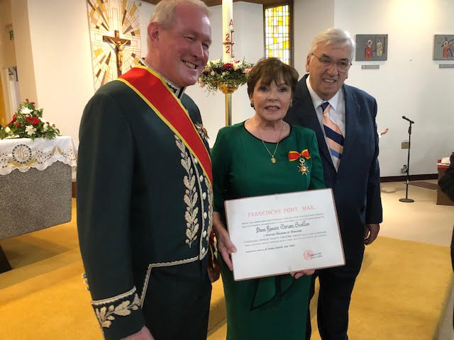 On Thursday evening during the celebration of the Eucharist for the Feast of St Brendan in the Church of the Assumption and James, Claregalway, Ms Dana Rosemary Scallon was invested as a Dame of the Order of Saint Gregory the Great.