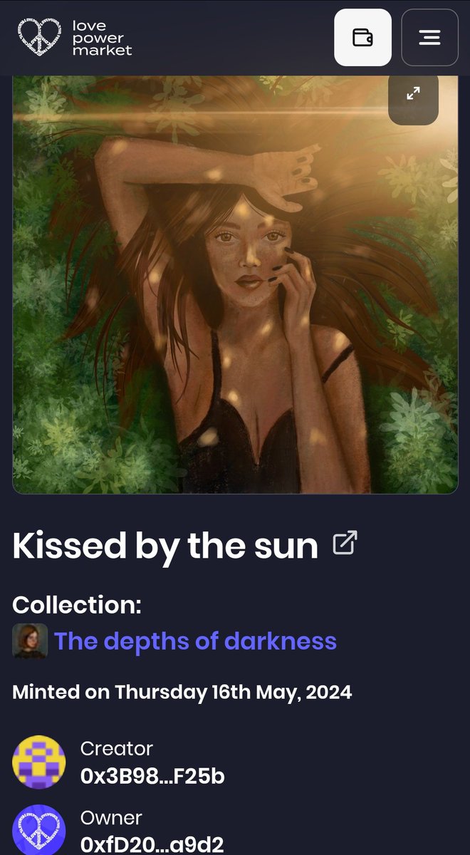 ✨SOLD✨ 'Kissed by the sun' collected by @LovePowerCoin Thanks for your constant support, much appreciated💚 #LoveSupports 🔗lpm.is/nft/0xb0A5818c…