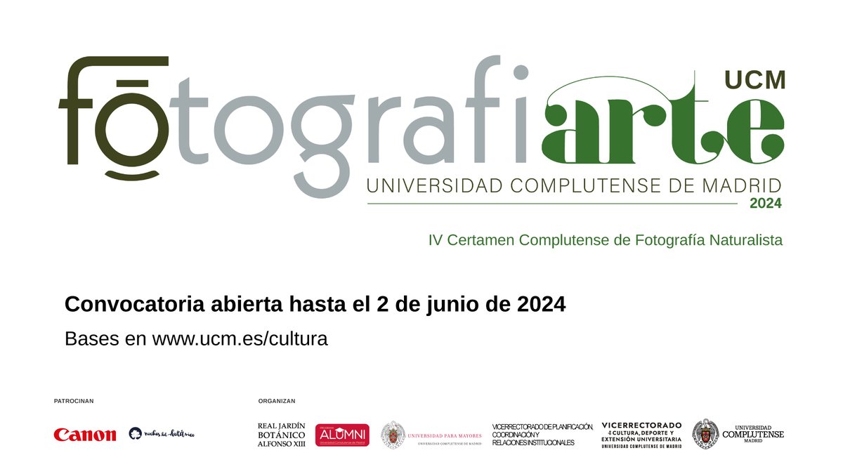 📸🌿Un año más se abre la convocatoria del IV Certamen Complutense de Fotografía Naturalista #FOTOGRAFIARTE @unicomplutense. La convocatoria está abierta hasta el 2 de junio. + información: ucm.es/cultura/fotogr… @culturacomplu