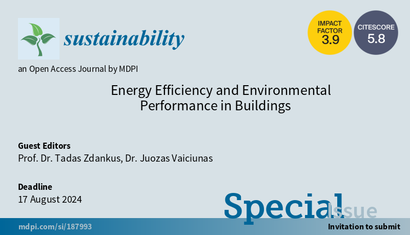 #SUSSpecialIssue “Energy Efficiency and Environmental Performance in Buildings' welcomes submission By Prof. Dr. Tadas Zdankus and Dr. Juozas Vaiciunas #mdpi #openaccess #sustainability #buildingsenergyefficiency More at mdpi.com/journal/sustai…