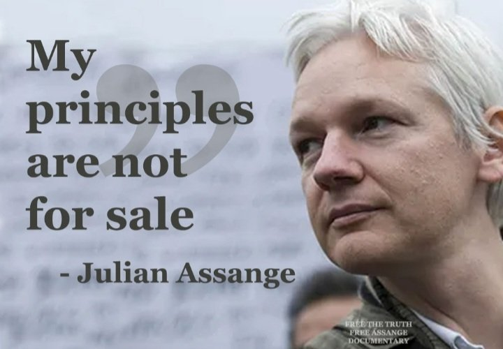 Michell45064244's tweet photo. "My principles are not for sale" #JulianAssange https://t.co/6c8i3irHgn