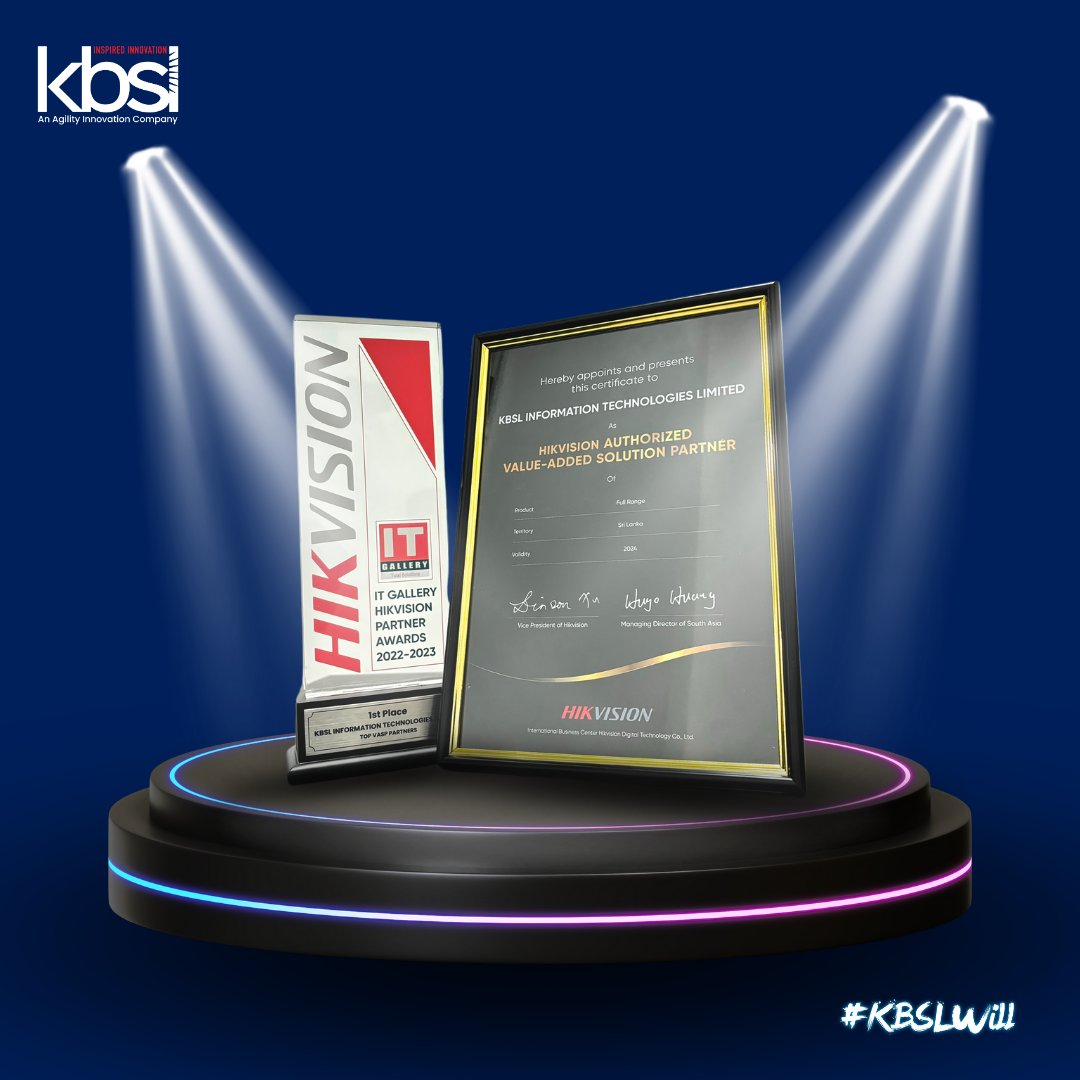kbsl_IT's tweet photo. We are thrilled to announce that KBSL Information Technologies has been awarded 1st Place in the IT Gallery Hikvision Partner Awards 2022-2023! 🥇
Thank you to everyone who contributed to this success! 
Together, we inspire innovative excellence! 🌟🏆 

#KBSLWill #Hikvision https://t.co/s0EZ9Wekun