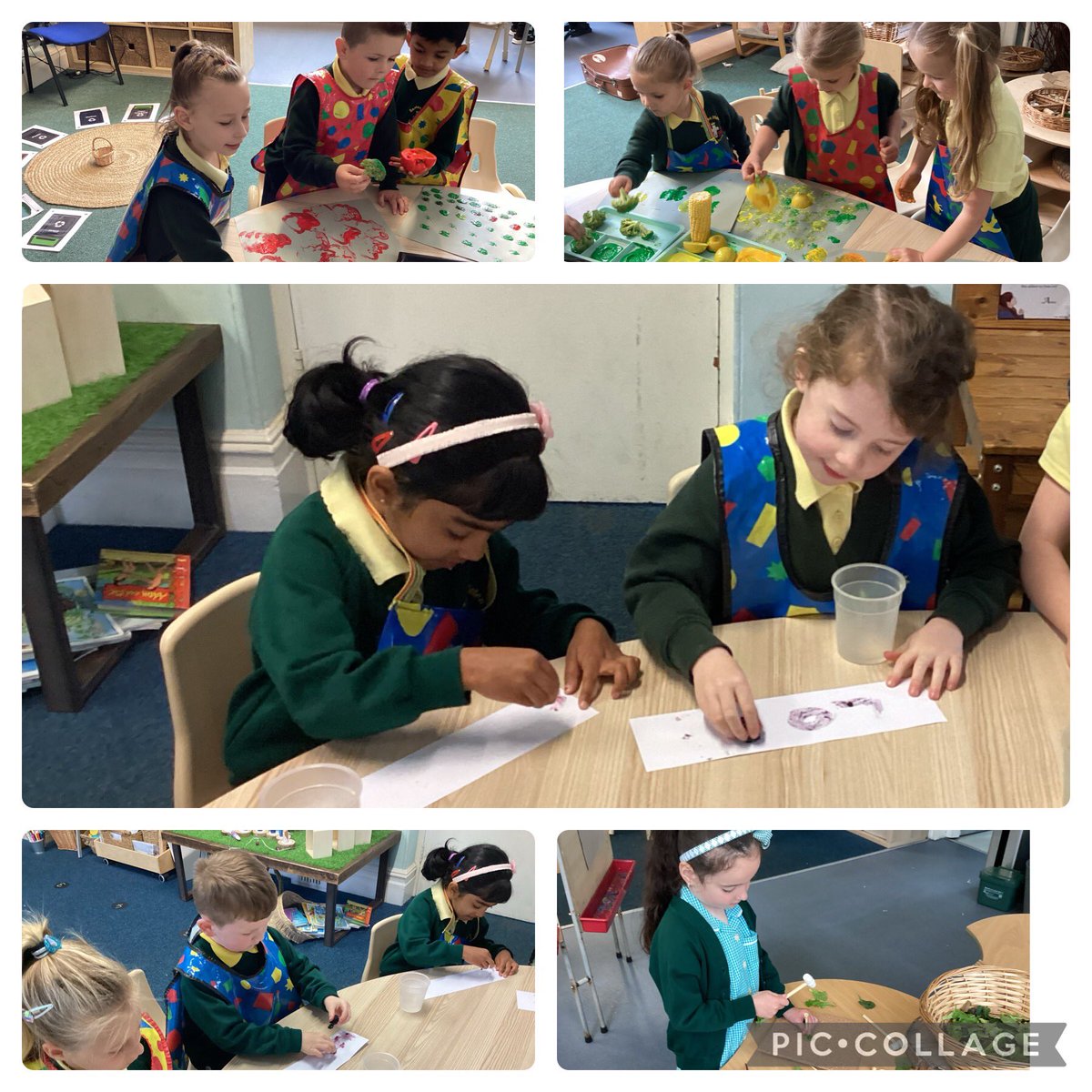 We had a wonderful immersion day on Tuesday in #DosbarthGlas! We had a visit from the Vale of Glamorgan Waste Management Team and learnt all about recycling, we made soup, we printed with vegetables and painted using paint made from beetroot and blackberries.♻️🌎