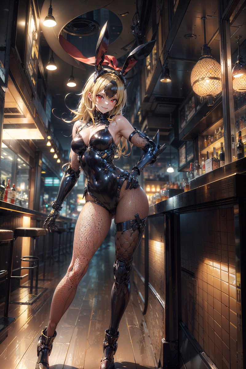 週末になると現れるバニーガールバー | Bunny girl bar that show up on weekends ”ゆっくりしていってね” 今日は網タイツバニーメカ娘🐇