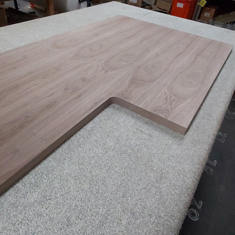 BasicallyTrade's tweet photo. We've been working with some beautiful Crown Cut Walnut veneered MDF this week manufacturing cabinets, shelves and bespoke worktops for a high end office installation.  This is just the start of the manufacturing journey. Off to the spray shop now! #walnutveneer #bespokecabinetry https://t.co/jCotEC0N1x