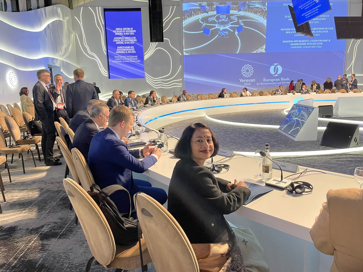 An enriching experience representing #India at the 33rd @EBRD Annual Meeting of the Board of Governors in #Yerevan on the theme “Delivering Impact Together”. Was nominated as Temporary Alternate Governor by India’s Ministry of Finance.