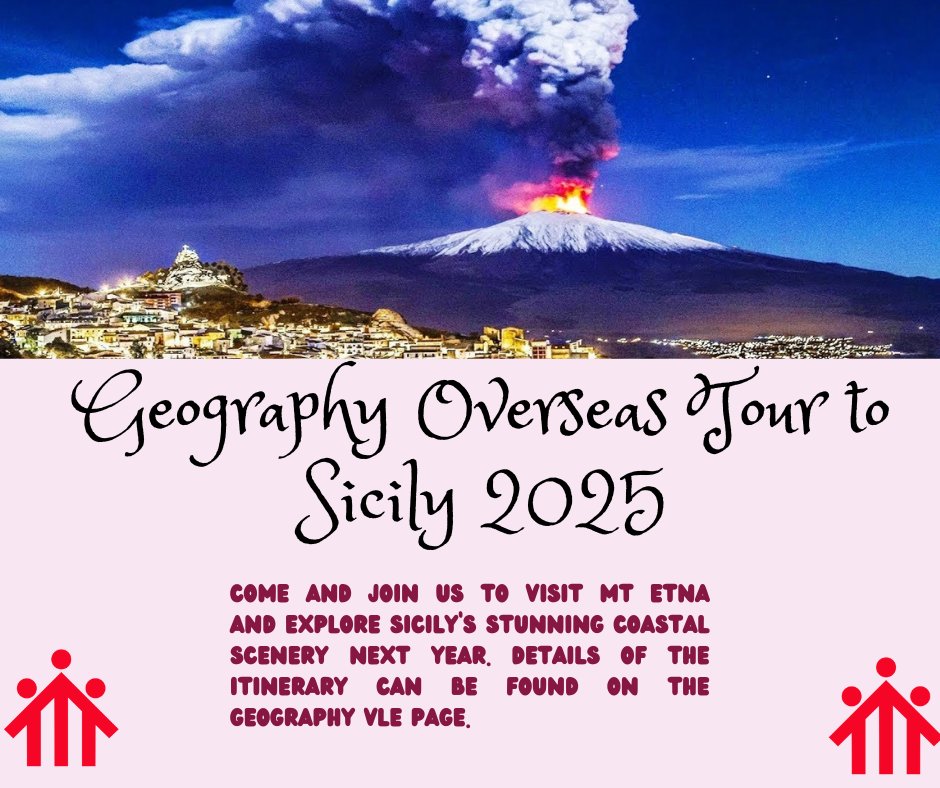 Calling all GCSE and A Level Geographers - please speak to Ms Day for more details.