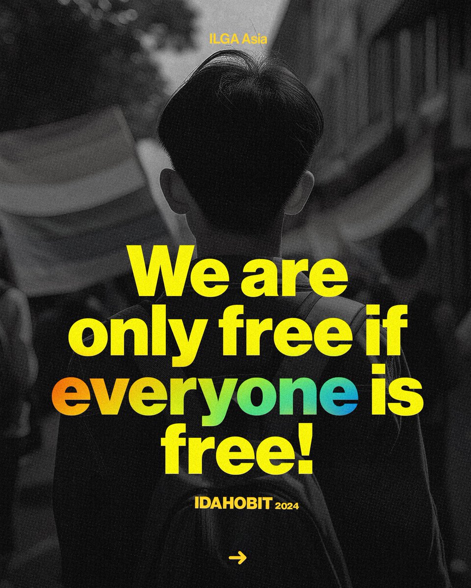 We are only free if everyone is free! 🏳️‍🌈✊ Today is the International Day Against Homophobia, Biphobia, Intersexphobia and Transphobia! Read our full statement here: ilgaasia.org/news/IDAHOBIT2…