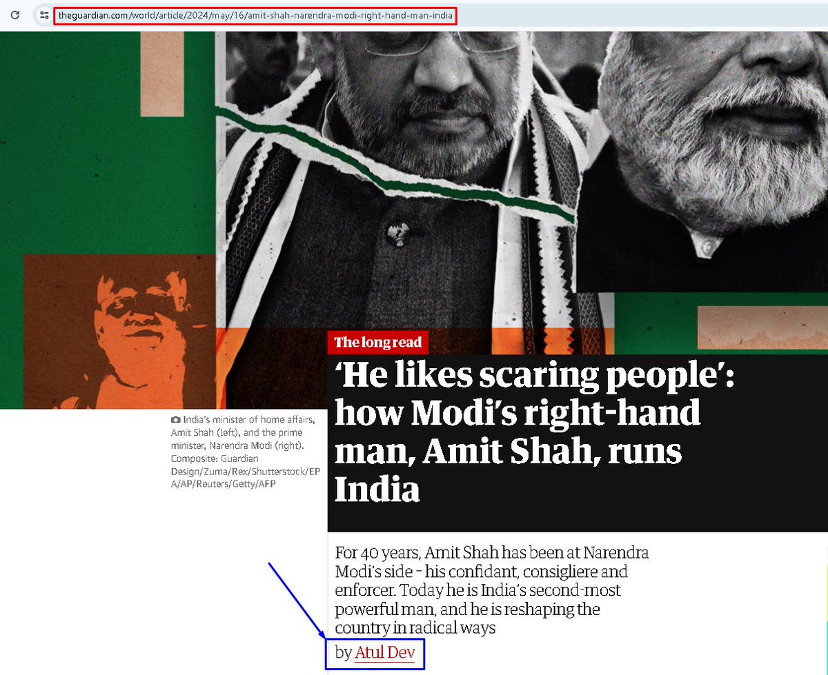 Thread 🧵 Indian Elections and an attempt of Character-assassination on Home Minister of India. 'Brown Sepoy' Atul Dev has written a condemnable article for his white master at @guardian using highly unparliamentary language for Amit Shah. Read On 👇 (1/10)