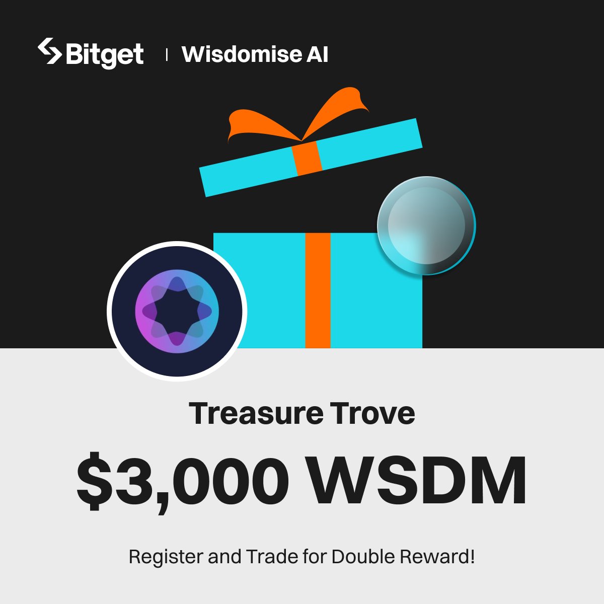Dive into #Bitget Discord Treasure Trove with @wisdomise! 💰 Win a share of $3,000 WSDM! ⏰ Now - May 22, 12:00 (UTC) Join now! ⤵️ gleam.io/41Oro/discord-…