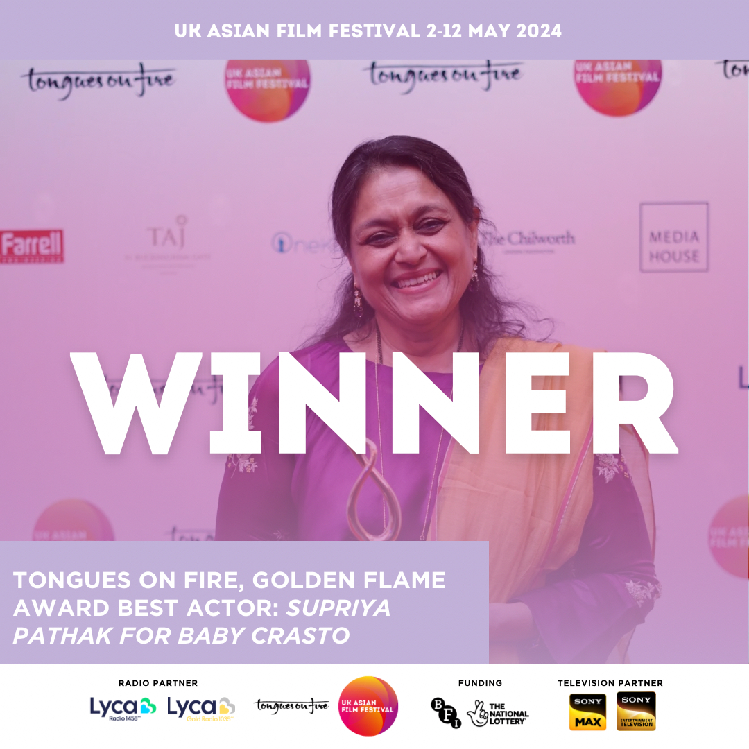 The award gala ceremony was an amazing evening with some incredible winners…

Congratulations to Supriya Pathak for winning the Tongues on Fire, Golden Flame Award for Best Actor for Baby Castro.

On behalf of the team at UKAFF, well done on your incredible achievement.