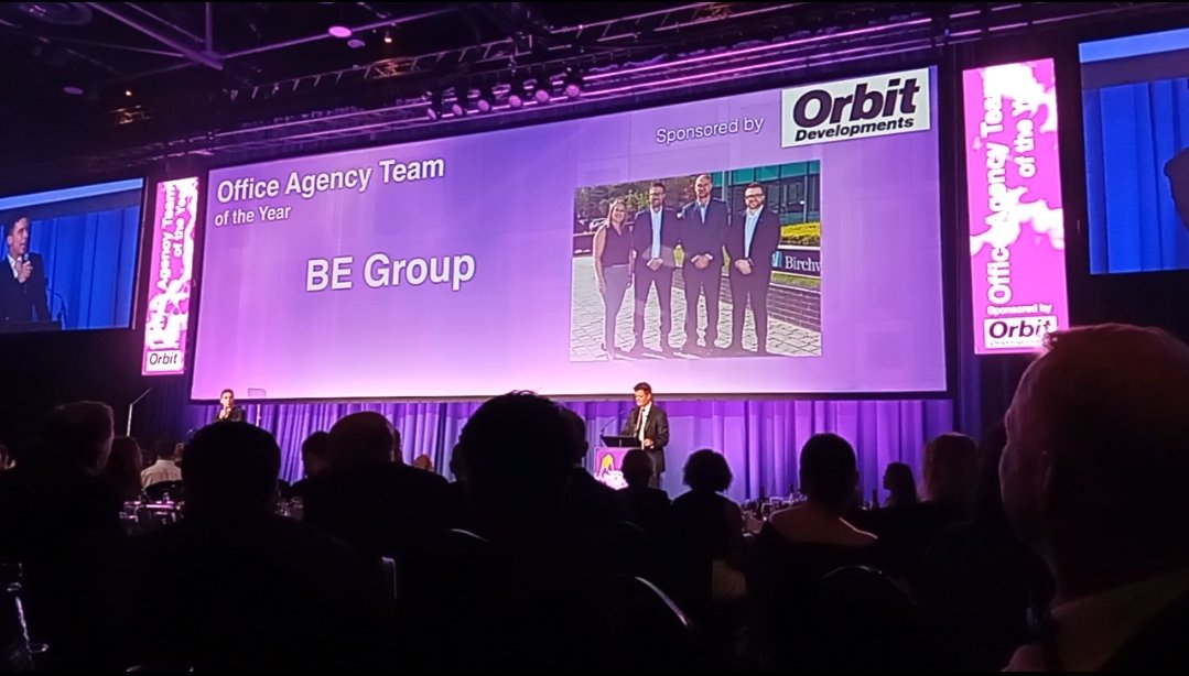 Congratulations to <a href="/WorthingtonOwe1/">worthingtonowen</a> for winning the Office Agency Team of the Year award last night at the <a href="/insidernwest/">Insider</a>  Property Awards  👏  ...it was a fantastic night, and great to see our own <a href="/BEGroup_UK/">BE Group</a> agency team up in lights alongside a shortlist of top firms. #Insider24