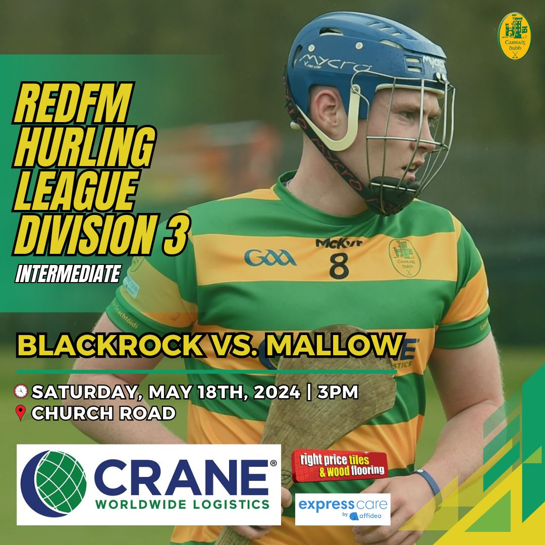 Our 𝐈𝐧𝐭𝐞𝐫𝐦𝐞𝐝𝐢𝐚𝐭𝐞 team are back in action tomorrow afternoon as they host @carrigoon at Church Road in Division 3 of the @CorksRedFM Hurling League. @OfficialCorkGAA