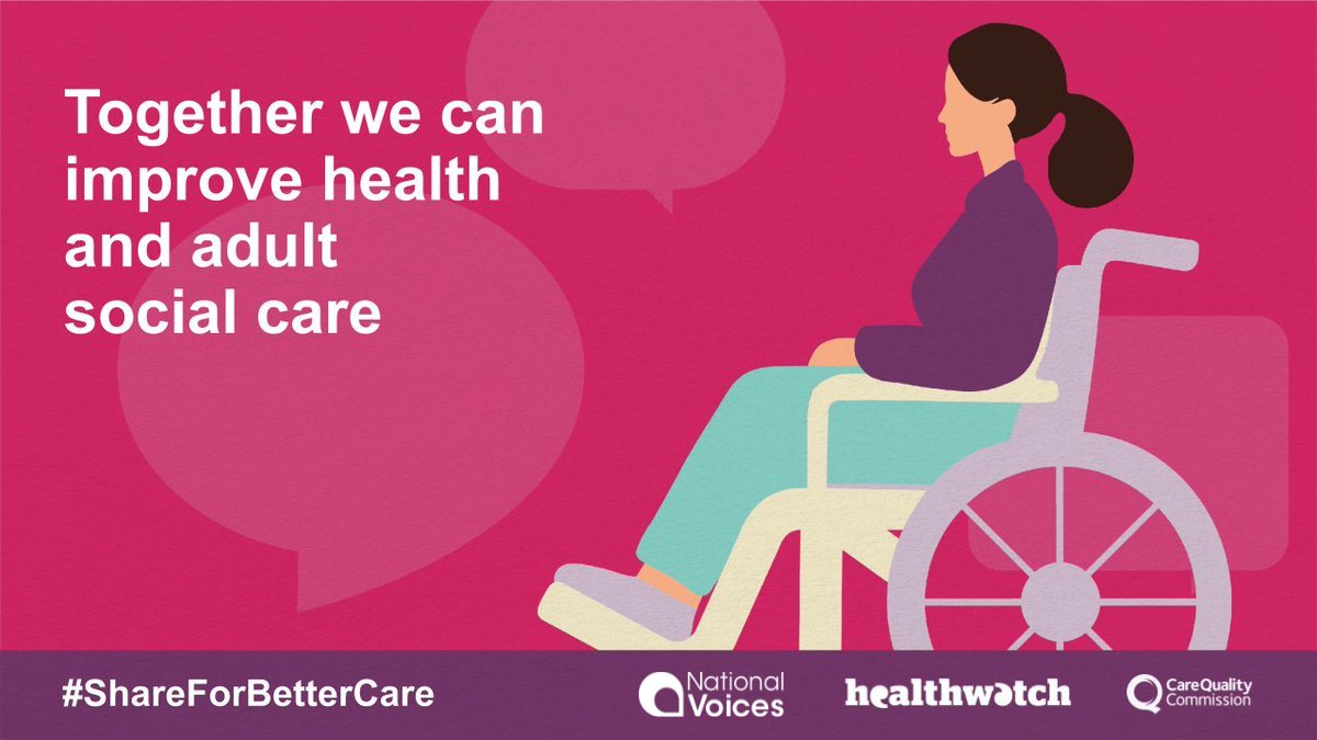 We are currently collaborating with @CareQualityComm,@HealthwatchE, as well as a range of other brilliant partners on the #ShareForBetterCare campaign🤝 Find out more about the campaign👇 bit.ly/3TRzMSD Share your experiences👇 cqc.org.uk/give-feedback-…