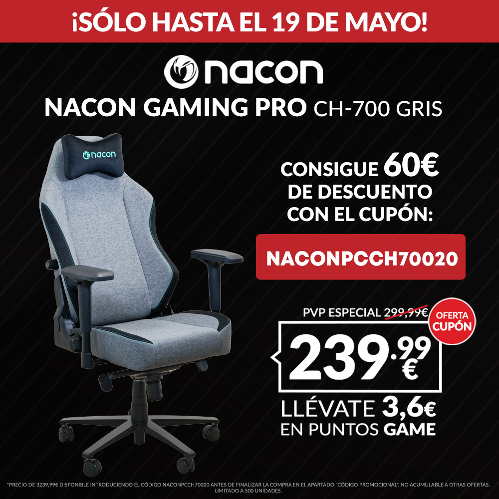 Un pedazo de silla gaming, ¡a un precio increíble! 🤩 Consigue la silla Nacon Gaming Pro CH-700 por 60€ menos usando el código NACONPCCH70020 en tu compra, ¡solo hasta el 19 de mayo! ⏱💺 @NacongamingES ow.ly/pVFT50RJtqN
