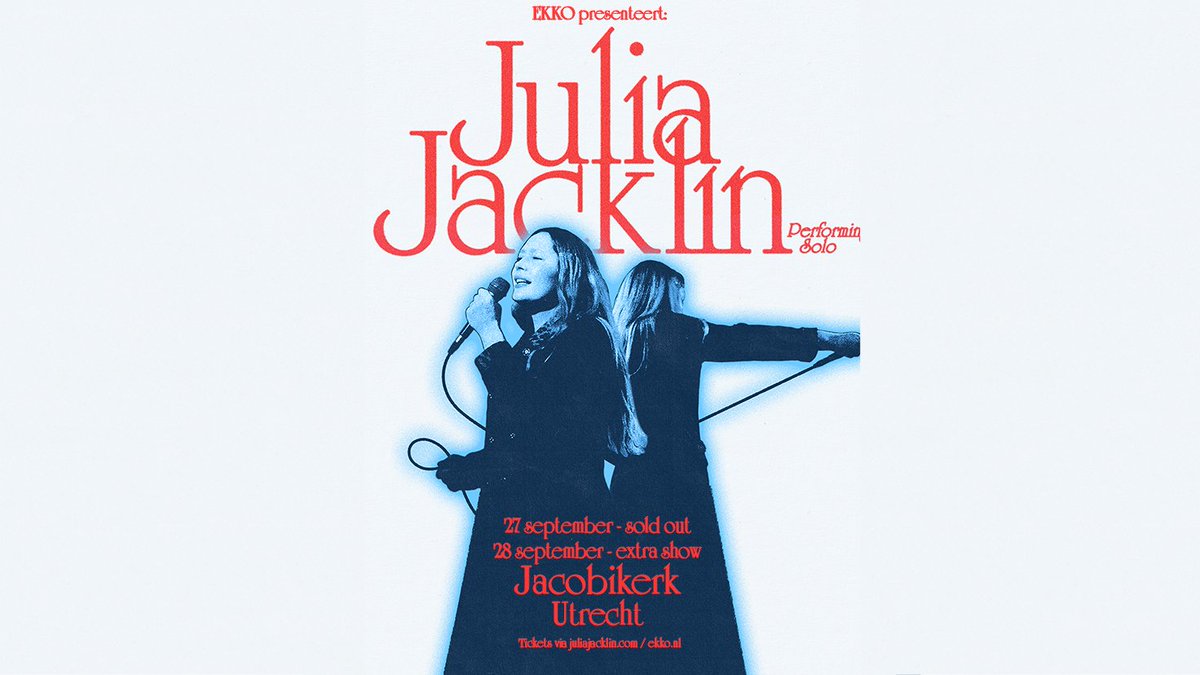 Wegens grote vraag naar tickets voor de show van Julia Jacklin op vrijdag 27 september is er een extra show toegevoegd, op zaterdag 28 september in de Jacobikerk. Tickets & info via: ekko.nl/event/julia-ja…
