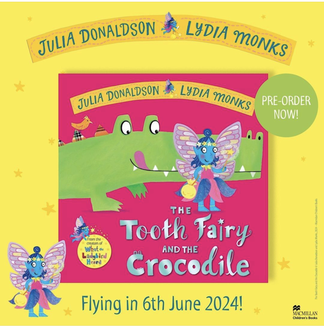 If you would like to get your hands on a copy of our new book, The Tooth Fairy and the Crocodile by Julia Donaldson before anyone else, I will be in Dublin at @ILFDublin on 25th May and @ChatsworthHouse on 27th May! 🐊🧚‍♀️