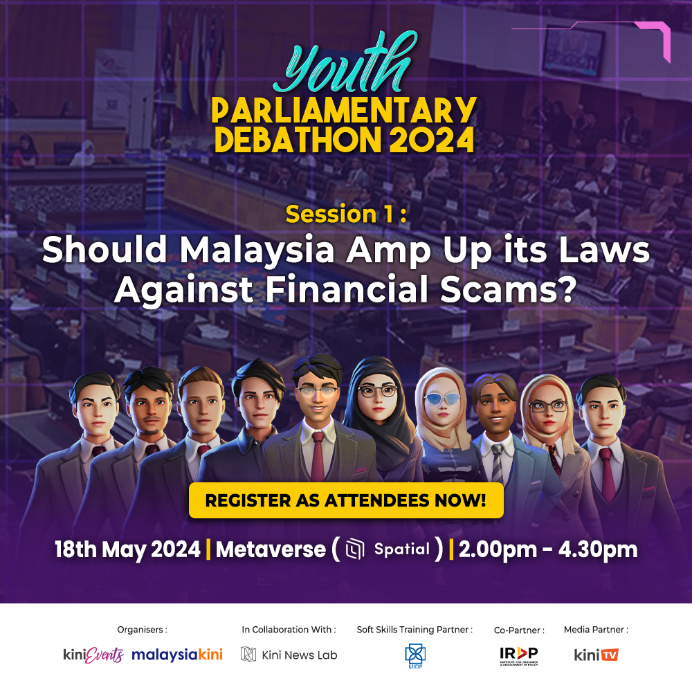 malaysiakini's tweet photo. Hear the youth voice out their opinion in the first session of the Youth Parliamentary Debathon 2024 for the topic “Should Malaysia Amp Up its Laws Against Financial Scams”.
Sign up your interest here: https://t.co/txjzVMRMqe
#youthparliamentarydebathon #kinievents https://t.co/vVyO8E1Qft