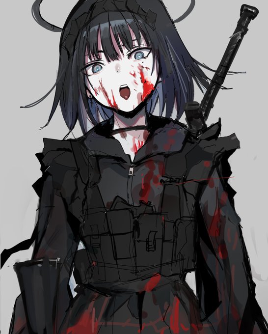 「blood on face open mouth」 illustration images(Latest)