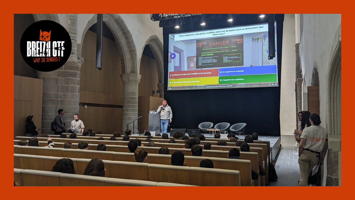 BreizhCTF 2025 (@breizhctf) on Twitter photo #BreizhCTF2024
Chiffres clés, vocabulaire spécifique, bons réflexes…
Les collégiens découvrent les métiers de la #cybersécurité et challengent leurs connaissances en sécurité informatique #BreizhCTF2024
Chiffres clés, vocabulaire spécifique, bons réflexes…
Les collégiens découvrent les métiers de la #cybersécurité et challengent leurs connaissances en sécurité informatique
