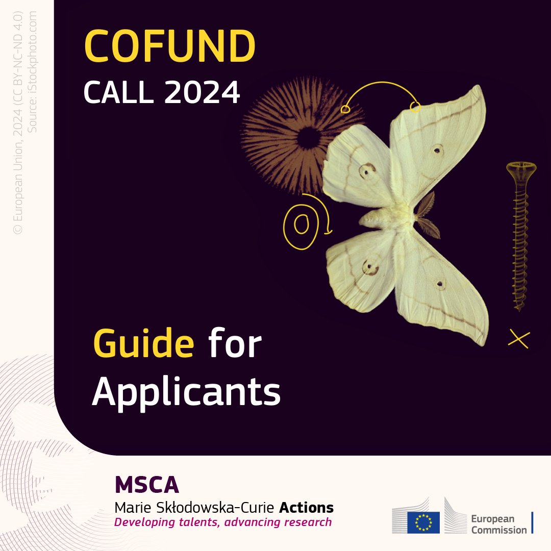 The 2024 #MSCA COFUND call is open!

€104.8M will co-fund existing or🆕👩‍🏫 doctoral and 🧑‍🔬 postdoctoral programmes to:

✅Recruit & train global talent
✅Boost organisations' research capacities

Check our 'Guide for Applicants' & apply: europa.eu/!gxdrBb