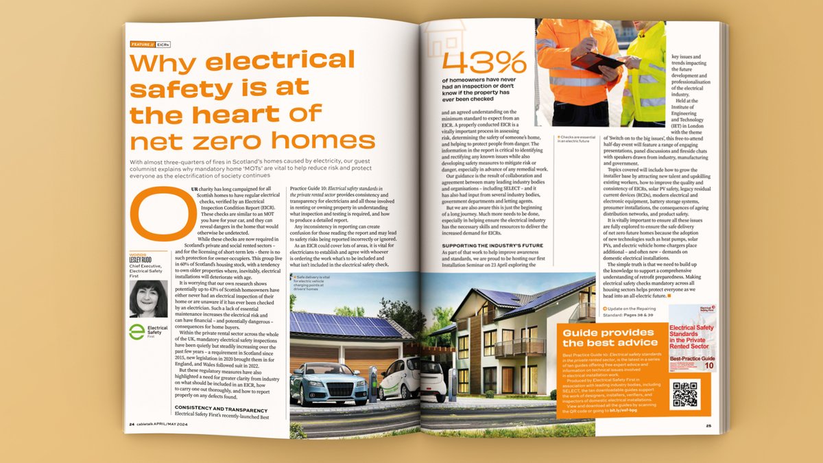 With almost three-quarters of fires in Scotland’s homes caused by electricity, our guest columnist explains why mandatory home ‘MOTs’ are vital to help reduce risk and protect everyone as the electrification of society continues. Read more👉 cabletalkmagazine.com