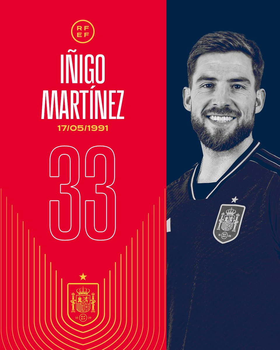 🥳 ¡Hoy es el cumpleaños de @InigoMartinez! Campeón de Europa sub-21 en 2013 y habiéndose enfundado la camiseta de la absoluta en 21 ocasiones, el central sopla hoy 3️⃣3️⃣ velas. 🎶 ¡Y que cuuumplaaas muuuchos más! 🎵 #VamosEspaña