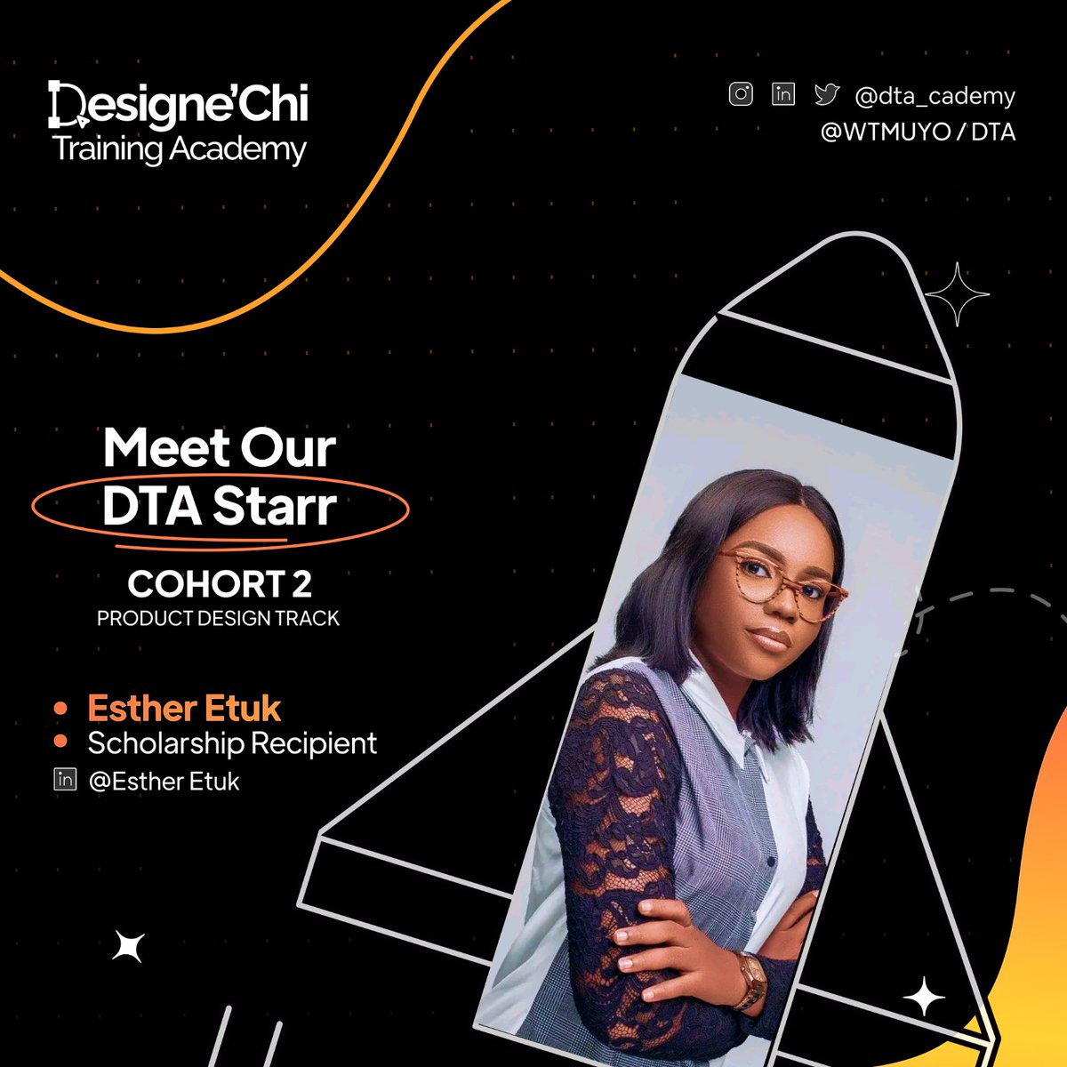 Hy guys 👋
Behold your DTA Starr ✨ 

Please help me win this competition by simply liking, and commenting 🙏
@DTA_cademy @WomenTechmakers  
@figma 

#learninguiux #DTA #WTMUYO