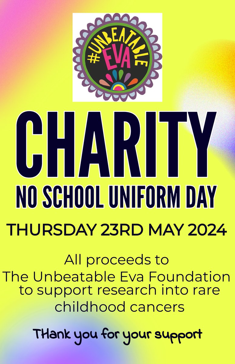 Non- uniform day next week. Supporting local charities is very important to us at Ysgol Acrefair. #AspreInspireNurturerespect