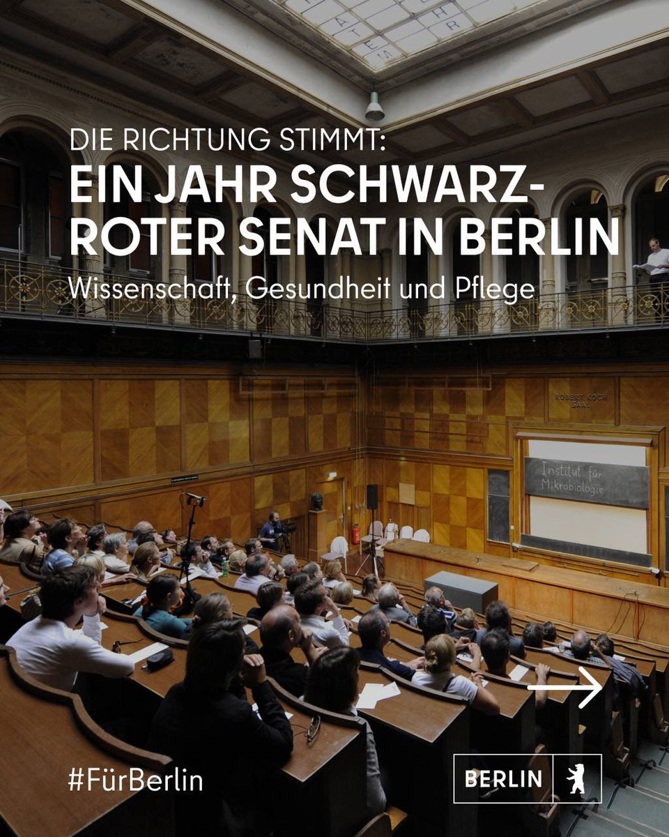 Die Senatsverwaltung für Wissenschaft, Gesundheit und Pflege (@SenWGP) hat in ihrem ersten Amtsjahr wichtige Weichen gestellt, um Berlin als bedeutenden Wissenschafts- und Gesundheitsstandort weiter zu entwickeln.