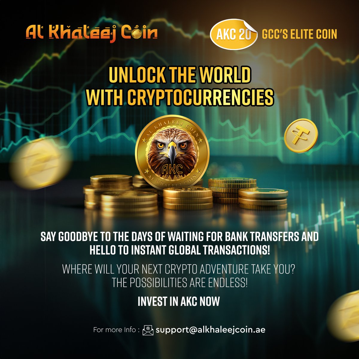 Unlock the world with cryptocurrencies! Say goodbye to waiting for bank transfers and hello to instant global transactions with AKC! 💸✈️  #Crypto #AKC #alkhaleejcoin #elitecoin #gcccoin #coin2024