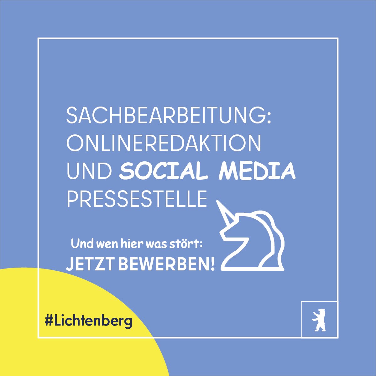 #Job #Bezirksamt #Lichtenberg Sachbearbeitung mit Schwerpunkt Onlineredaktion und Social Media (m/w/d), unbefristet, Vollzeit Entgeltgruppe: E 8b Bewerbungsfrist: 29.03.2024 Jetzt bewerben! #Stellenangebote Bei Interesse bewerben Sie sich bitte hier👉 karriereportal-stellen.berlin.de/Sachbearbeitun…