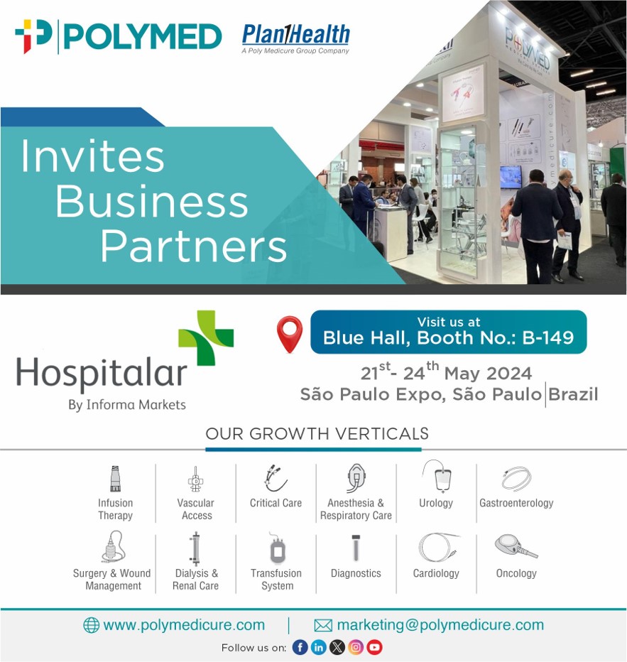 Join us at Hospitalar in Sao Paolo to witness our range of innovative devices and get to know how they are empowering the healthcare fraternity. 
#MedicalDevices #Medtech #Polymed