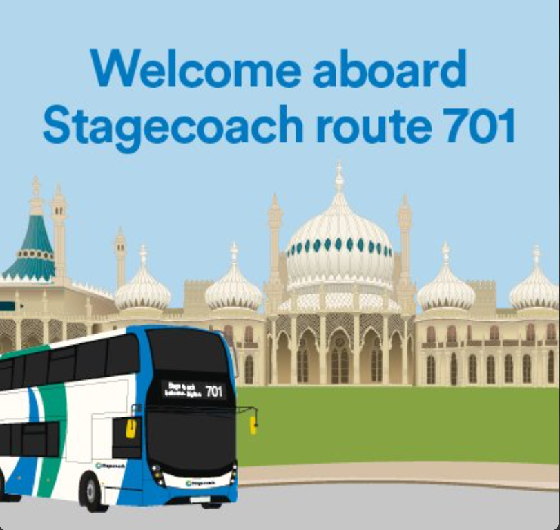 #Eastbourne #Brighton #Seaford #Newhaven #Falmer 701 is here!! This new service will run hourly throughout the day on Mondays to Saturdays, with the first bus departing Eastbourne at 0540 and the first bus from Brighton at 0730. The last bus will depart Brighton at 1830. Ride on