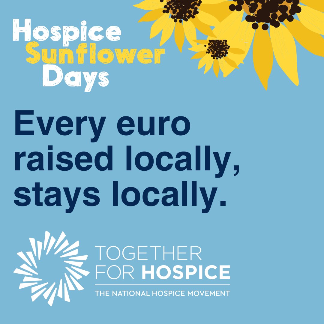 'Hospice Sunflower Days, made possible by YOU! Last year, over €800,000 was raised for hospices nationwide. From Milford Care Centre and our 26 hospice partners at @TogetherHospice , THANK YOU! Learn more: sunflowerdays.ie #SunflowerDays #TogetherForHospice'